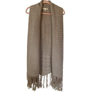 Lovestitch Duster or Cardigan Medium or Large Beige Cable Knit Fringe